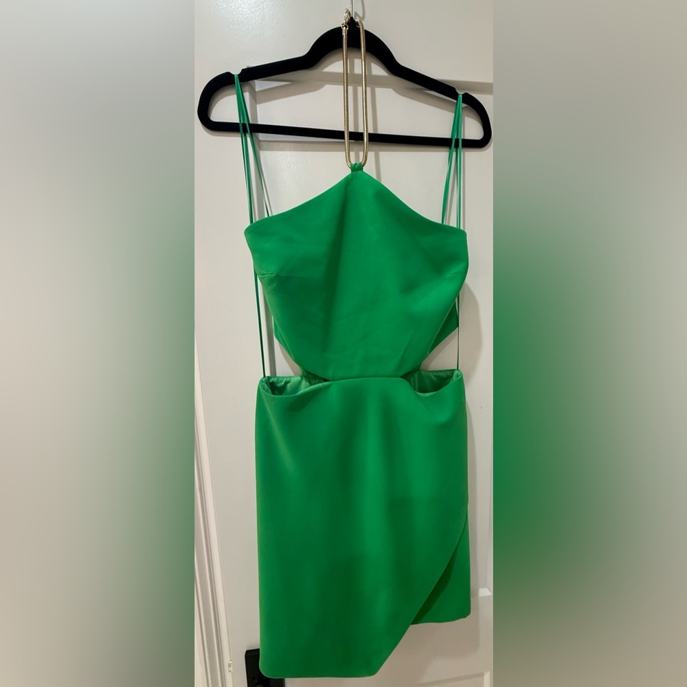 Amanda Uprichard Green Cutout Halter Dress